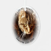 In Love Memory Foto Name Katze Hund Runde Ornament Aus Metall (Vorderseite links)