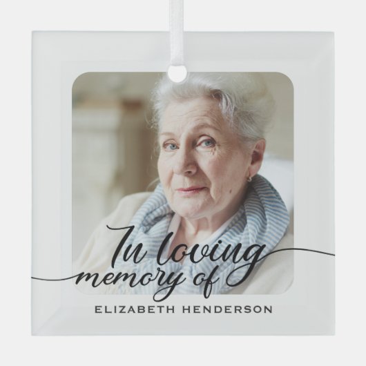 In Love Memory Foto Ornament Aus Glas (Vorderseite)