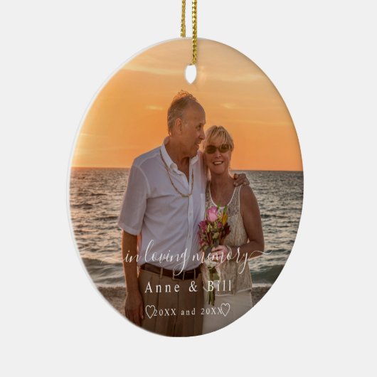 In Love Memory Foto Parents Monogram Keramik Ornament (Rechts)