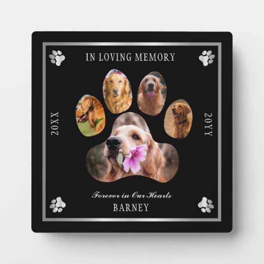 In Love Memory Foto Pet Memorial - Black Silver Fotoplatte (Vorderseite)
