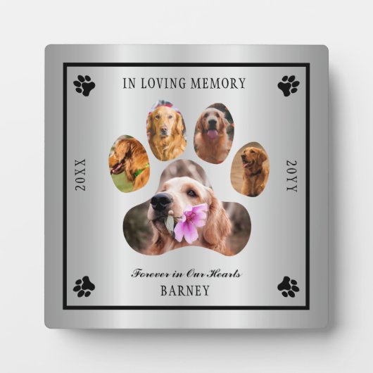 In Love Memory Foto Pet Memorial - Silver Tone Fotoplatte (Vorderseite)