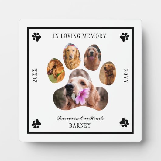In Love Memory Foto Pet Memorial - White Black Fotoplatte (Vorderseite)