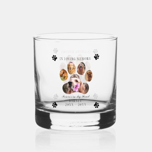 In Love Memory Foto Pet Memorial - White Black Whiskyglas (Vorderseite)