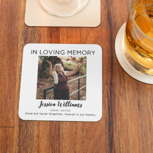In Love Memory Foto Rechteckiger Pappuntersetzer