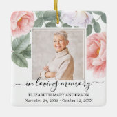 In Love Memory Foto rosa florale Gedenkstätte Keramikornament (Vorderseite)