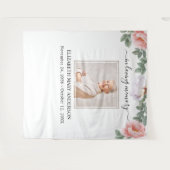 In Love Memory Foto rosa florale Gedenkstätte Wandteppich (Vorderseite (Horizontal))