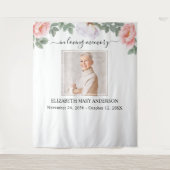 In Love Memory Foto rosa florale Gedenkstätte Wandteppich (Vorderseite)