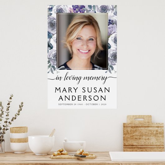 In Love Memory Foto Rose Begrüßungszeichen Poster (Küche)