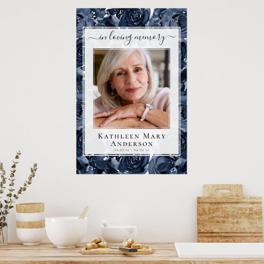 In Love Memory Foto Rose Begrüßungszeichen Poster (Küche)