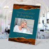 In Love Memory Foto Rost Aquamarin Hochzeit Sockelschild