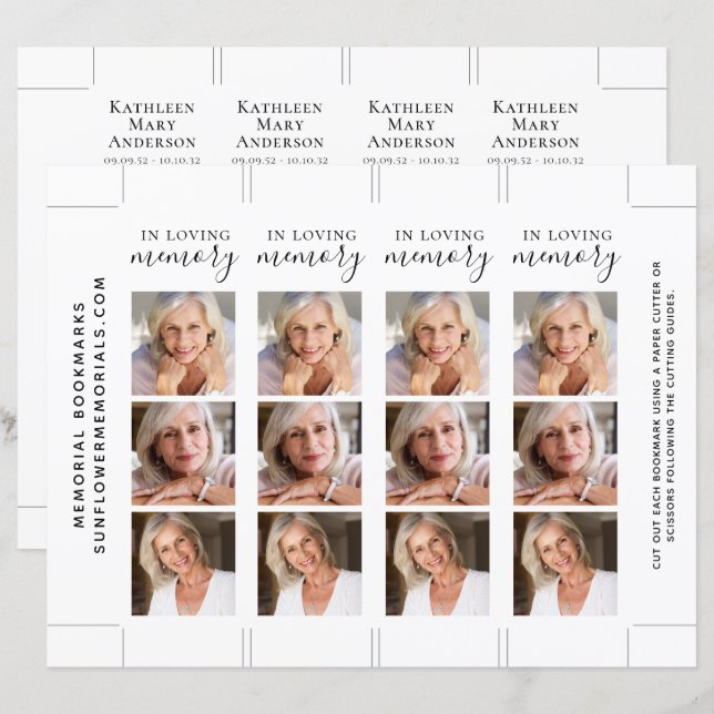 In Love Memory Foto Strip Memorial Lesezeichen (Vorne/Hinten)