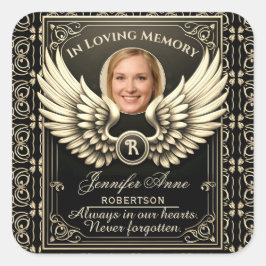 In Love Memory Foto Template Quadratischer Aufkleber