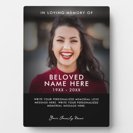In Love Memory Foto Tribute Fotoplatte (Vorderseite)