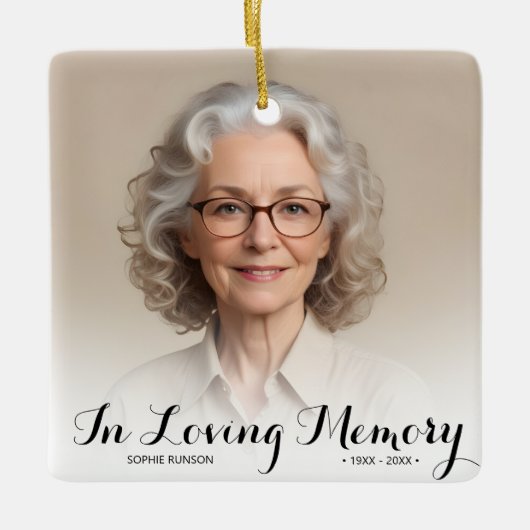 In Love Memory Foto Weihnachten Keramikornament (Vorderseite)