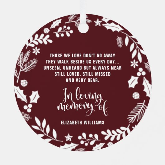 In Love Memory Foto Weihnachten Ornament Aus Metall (Rückseite)