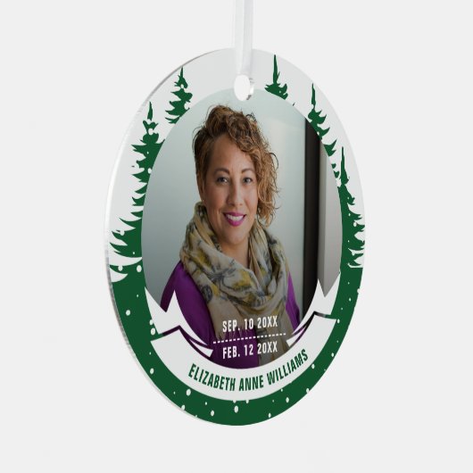 In Love Memory Foto Weihnachten Ornament Aus Metall (Vorderseite Rechts)