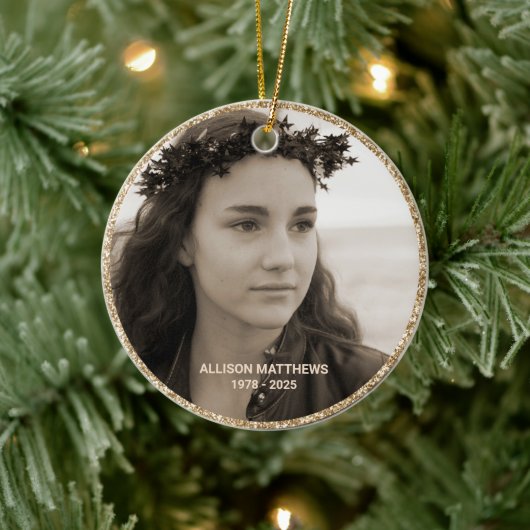 In Love Memory Foto Wings Memorial Keramik Ornament (Baum)