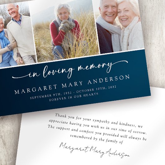 In Love Memory | Fotos der Marine Beerdigung Beile Dankeskarte