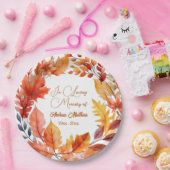 In Love Memory Funeral Fall Floral Pappteller (Party)