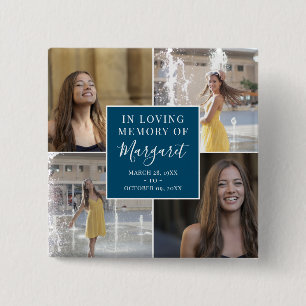 In Love Memory Funeral Memorial Foto Collage Button