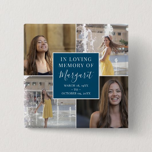 In Love Memory Funeral Memorial Foto Collage Button (Vorderseite)