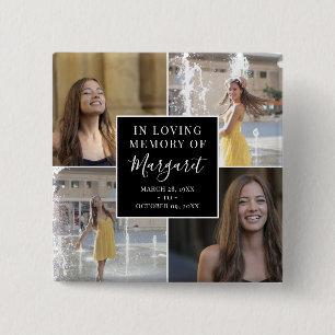 In Love Memory Funeral Memorial Foto Collage Button