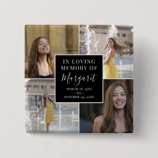 In Love Memory Funeral Memorial Foto Collage Button (Vorderseite)