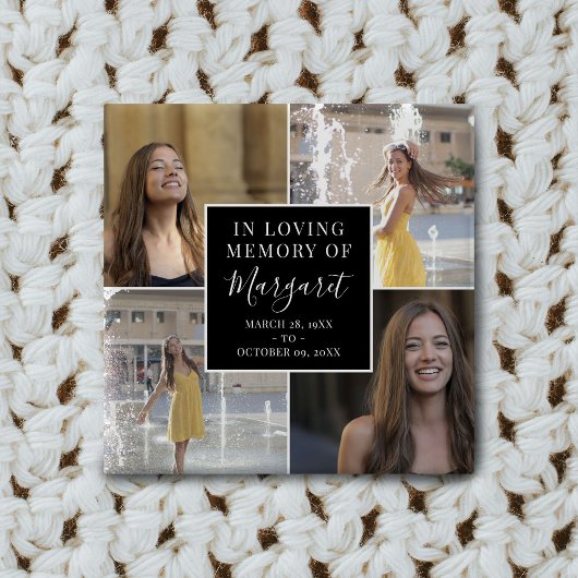 In Love Memory Funeral Memorial Foto Collage Button