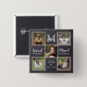 In Love Memory Funeral Memorial Foto Collage Button (Vorne & Hinten)