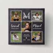 In Love Memory Funeral Memorial Foto Collage Button (Vorderseite)