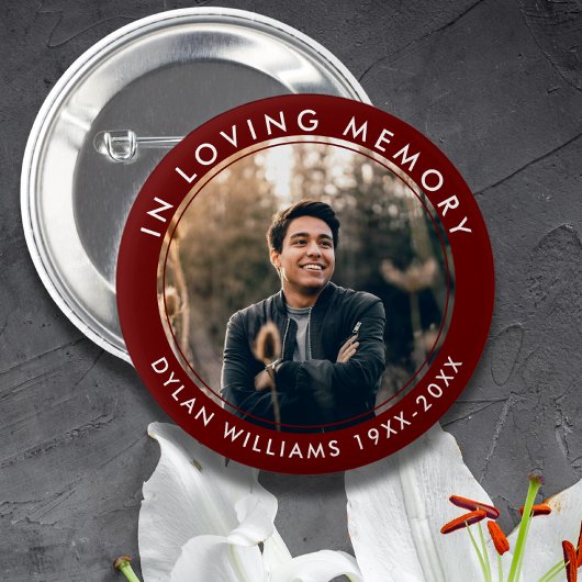 In Love Memory Funeral Memorial Foto Red Button