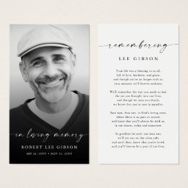 In Love Memory Funeral Memorial Prayer Card