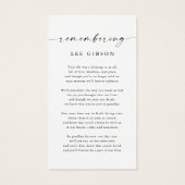 In Love Memory Funeral Memorial Prayer Card (Rückseite)