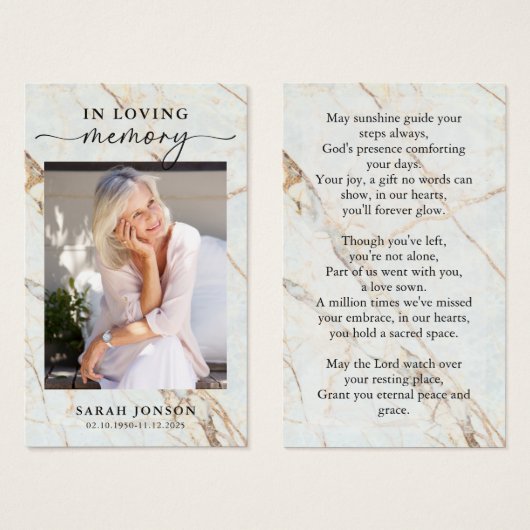 In Love Memory Funeral Memorial Prayer Card (Vorne & Hinten)