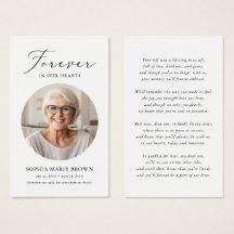 In Love Memory Funeral Memorial Prayer Card