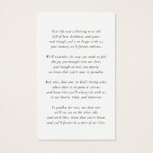 In Love Memory Funeral Memorial Prayer Card (Rückseite)