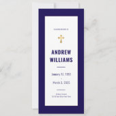 In Love Memory Funeral Program Navy & Gold Einladung (Vorderseite)