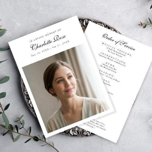 In Love Memory Funeral Programm Keepake Card