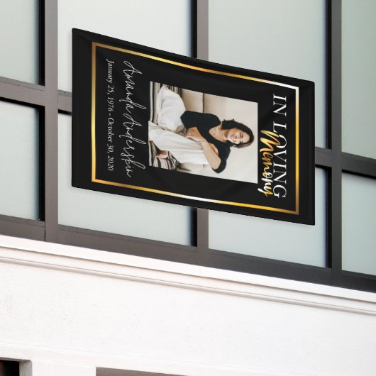 In Love Memory Gold Beerdigung Memorial Foto Banner (Äußeres Gebäude)