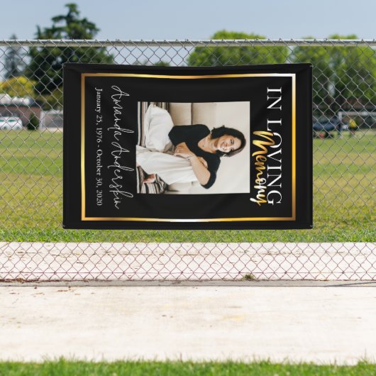 In Love Memory Gold Beerdigung Memorial Foto Banner (Insitu)