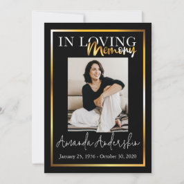 In Love Memory Gold Beerdigung Memorial Foto Einladung
