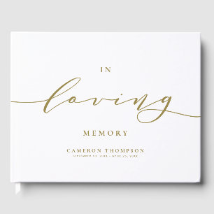 In Love Memory Gold Dainty Script Beerdigung Gästebuch