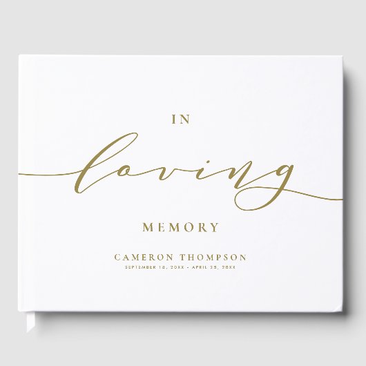 In Love Memory Gold Dainty Script Beerdigung Gästebuch (Vorderseite)