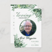 In Love Memory Green Blätter Foto Beerdigungskarte Einladung (Vorne/Hinten)