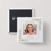In Love Memory Greenery Beerdigung Foto Button (Vorne & Hinten)