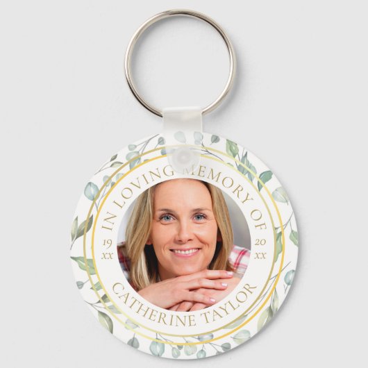 In Love Memory Greenery floral Foto Schlüsselanhänger (Vorderseite)