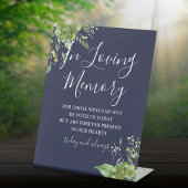 In Love Memory Greenery Navy Blue Wedding Sockelschild
