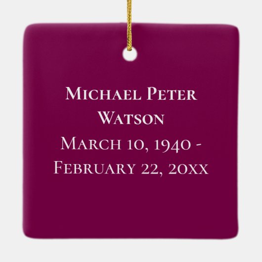 In Love Memory Großvater Beerdigung Memorial Keepa Keramikornament (Rückseite)