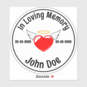 In Love Memory Heart Custom-Cut Vinyl Sticker (Blatt)