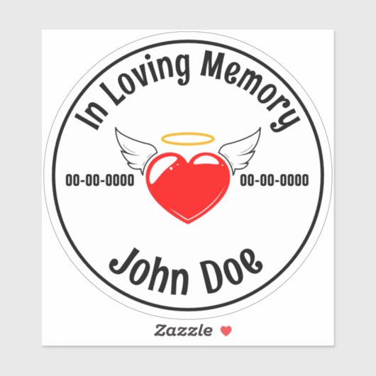 In Love Memory Heart Custom-Cut Vinyl Sticker (Blatt)
